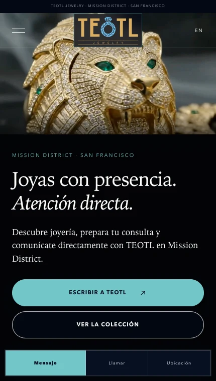 TEOTL Jewelry mobile website presentation